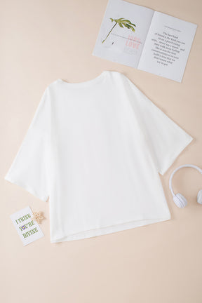 Moonlight Jade Colorblock Star Patched Half Sleeve Oversized Tee-True and Wild