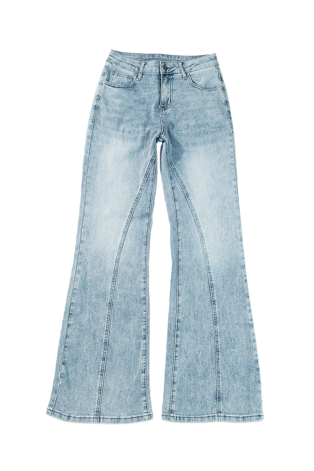 Dusk Blue Acid Wash Flared Leg Jeans-True and Wild