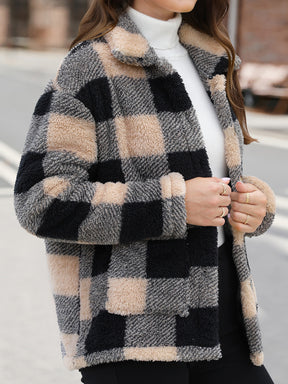 Button Up Drop Shoulder Fuzzy Jacket-True and Wild