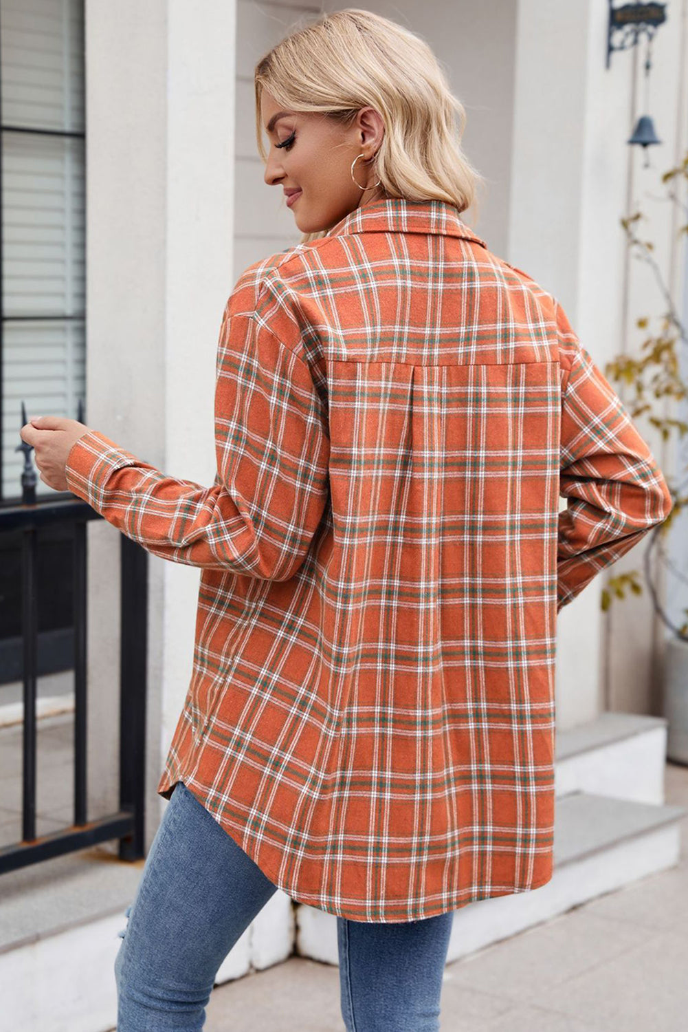 Green Plaid Chest Pocket Button Front Shirt-True and Wild