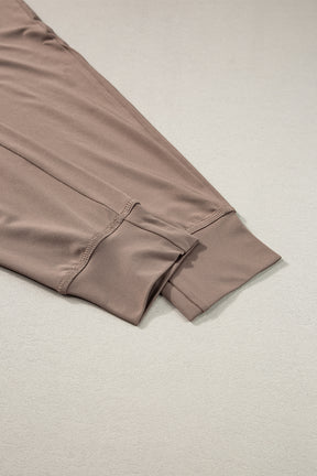 Dark Brown Casual Drawstring Drop Waist Pocketed Joggers