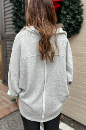 Gray Exposed Seam Pockets Oversized Sweatshirt-True and Wild