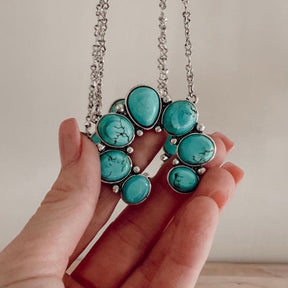 Artificial Turquoise Alloy Pendant Necklace-True and Wild