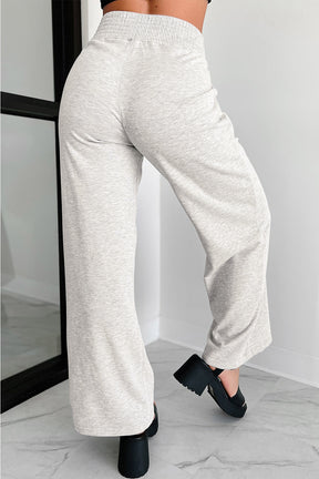 Light Grey Cross-Waist Wide Leg Lounge Pants-True and Wild