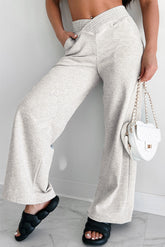 Light Grey Cross-Waist Wide Leg Lounge Pants-True and Wild