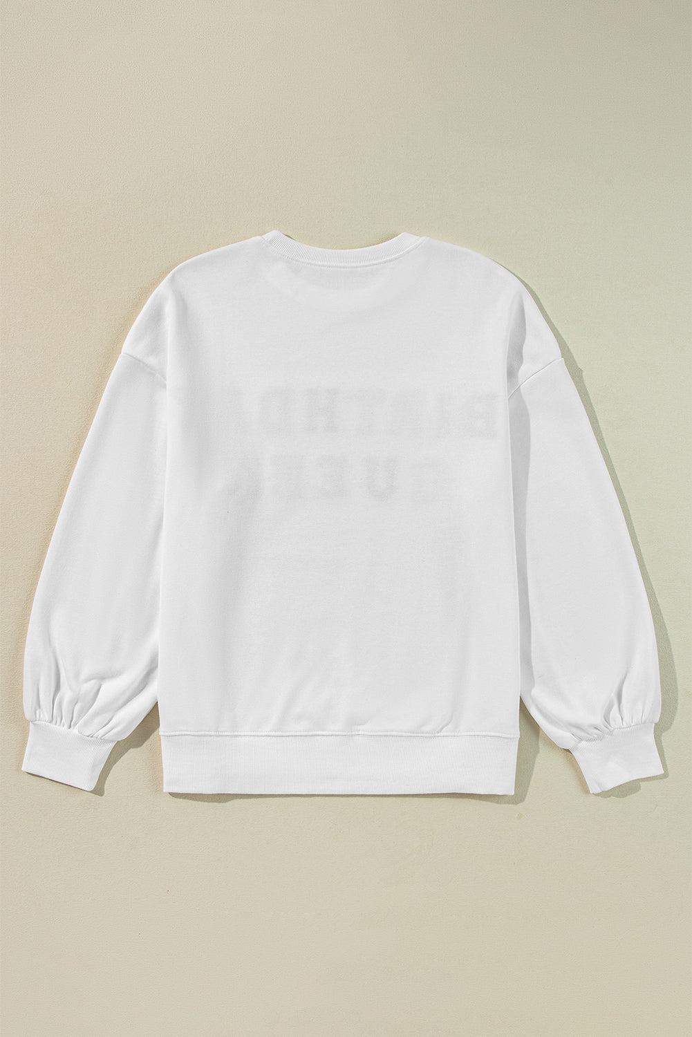 Sweatshirts & Hoodies - White BIRTHDAY QUEEN Graphic Lantern Sleeve Sweatshirt