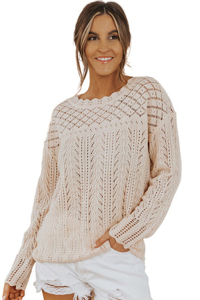 Pink Solid Casual Drop Shoulder Knit Sweater-True and Wild