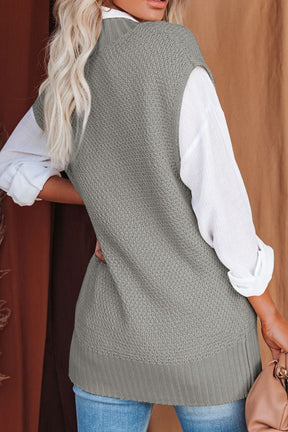 Cable-Knit V-Neck Sweater Vest