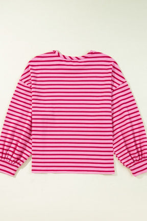 Striped Round Neck Long Sleeve Sweatshirt