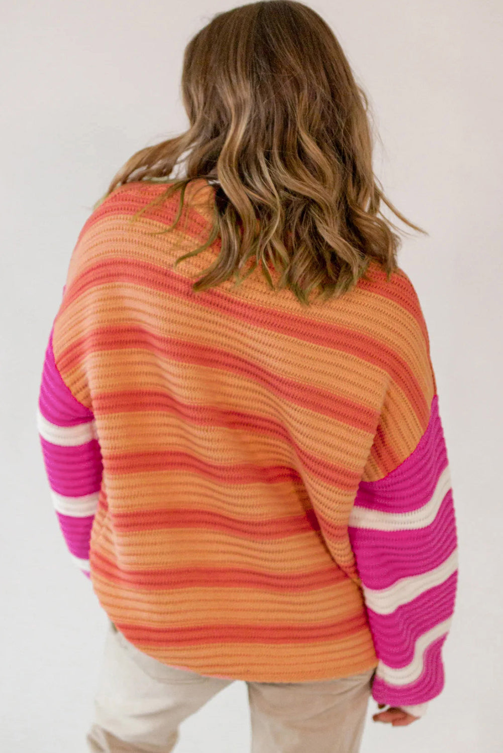 Striped Round Neck Long Sleeve Sweater