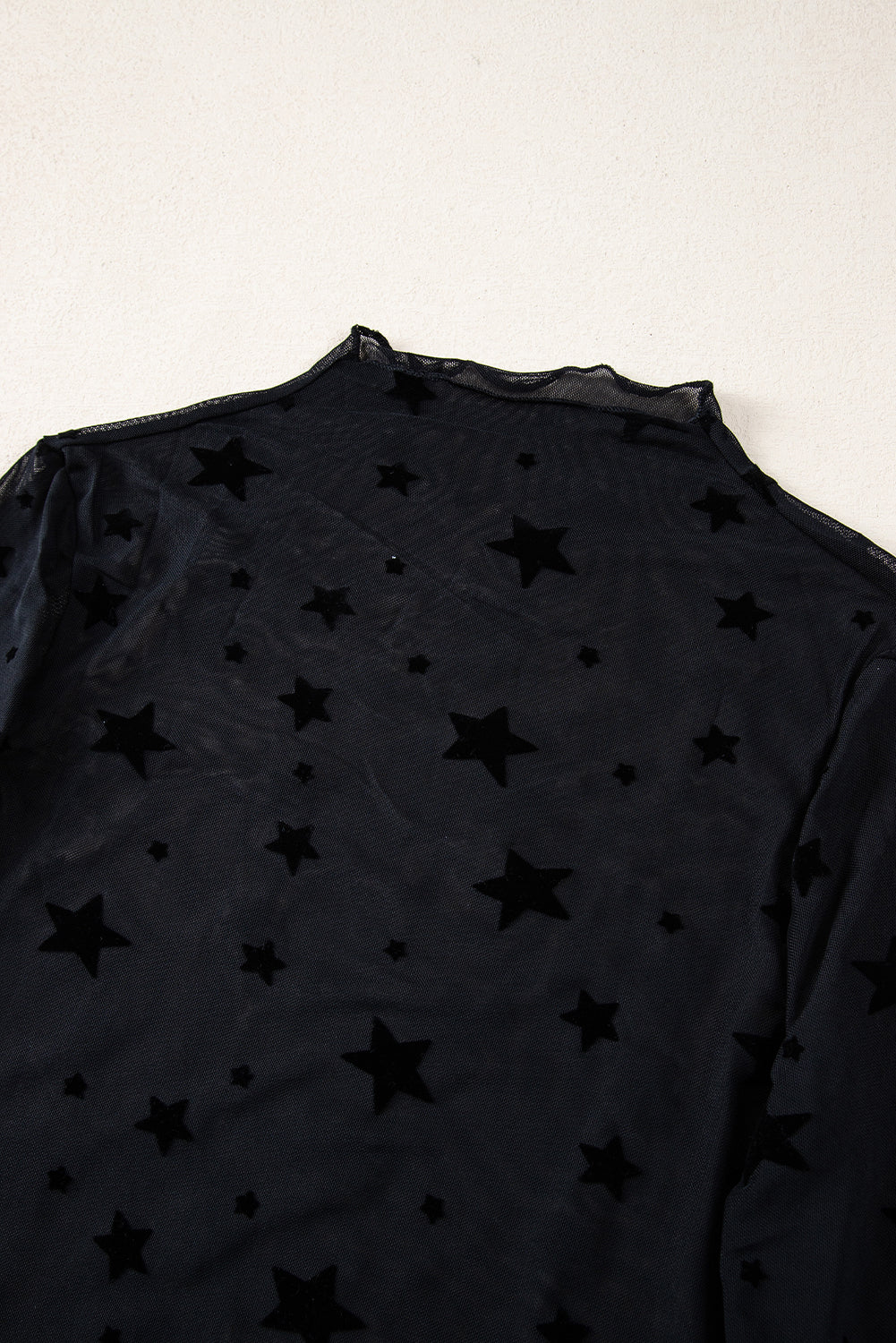 Black Star Embellished Sheer Mesh Top-True and Wild