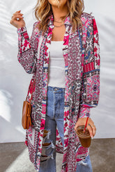 Printed Button Up Long Sleeve Cardigan-True and Wild