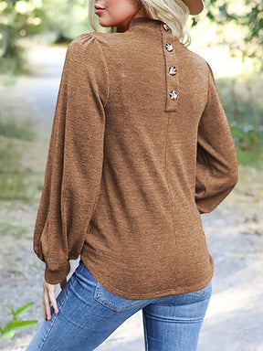 Full Size Mock Neck Long Sleeve T-Shirt-True and Wild