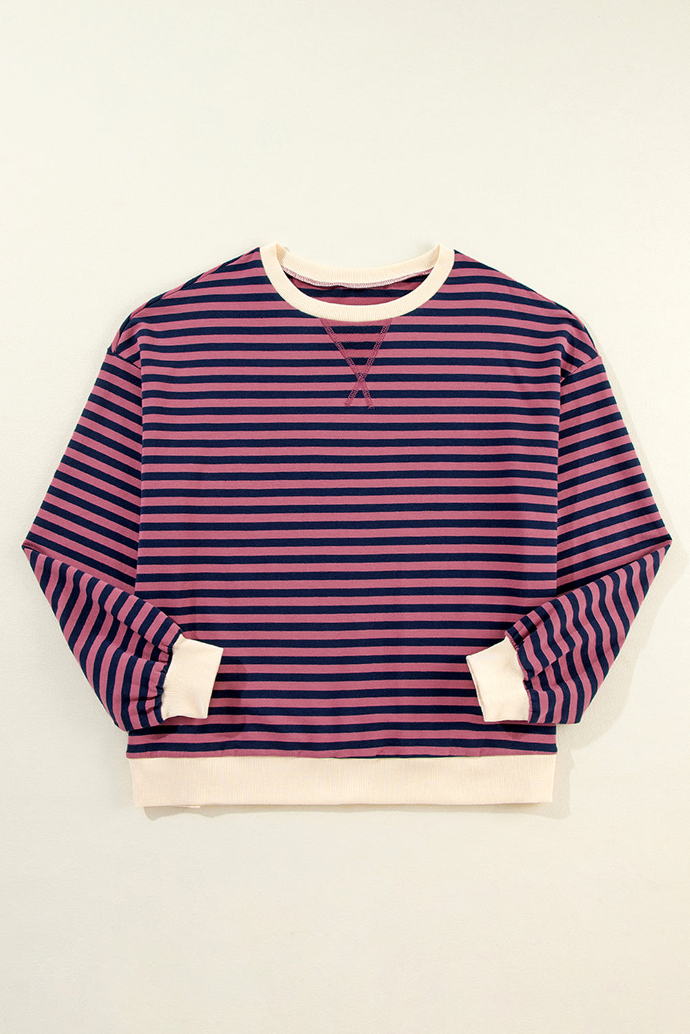 Black Stripe Contrast Edge Cross Seam Oversized Sweatshirt-True and Wild