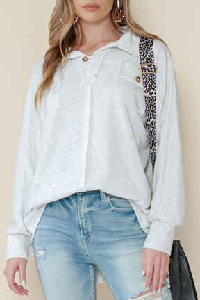 Gray Exposed Seam Pockets Oversized Sweatshirt-True and Wild