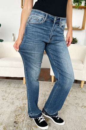 Judy Blue Full Size Mid Rise Release Hem Jeans-True and Wild