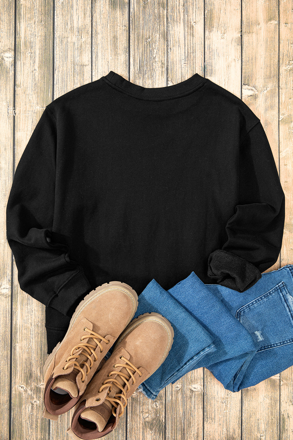 Aruba Blue Solid Color Drop Shoulder Terry Sweatshirt-True and Wild