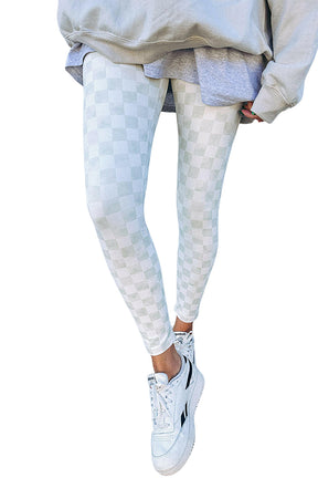 Black Checkered Pattern High Waist Skinny Leggings-True and Wild