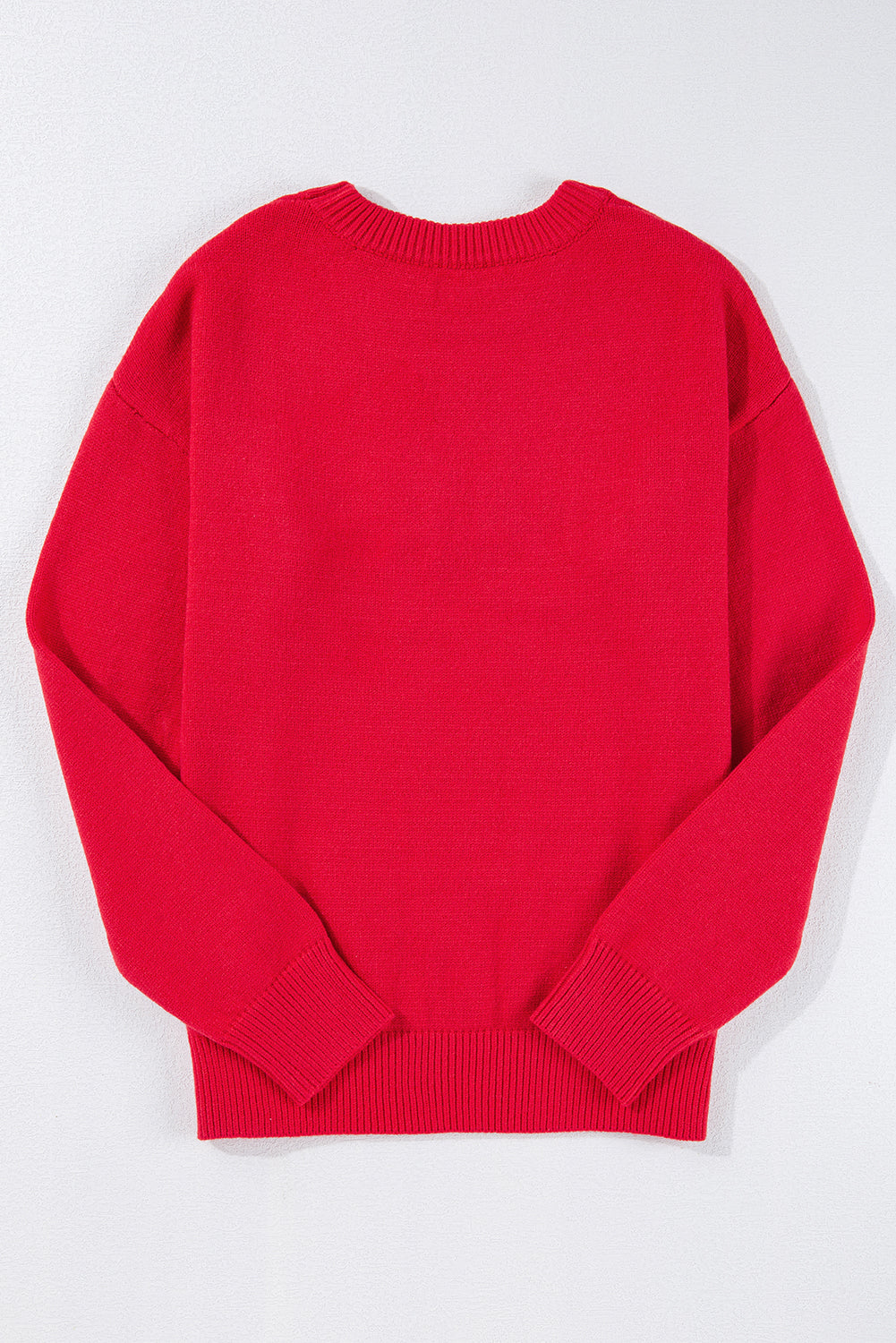 Fiery Red Tinsel Merry Letter Drop Shoulder Baggy Sweater-True and Wild