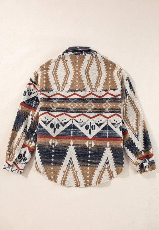 Geometric Half Button Long Sleeve Sweatshirt-True and Wild