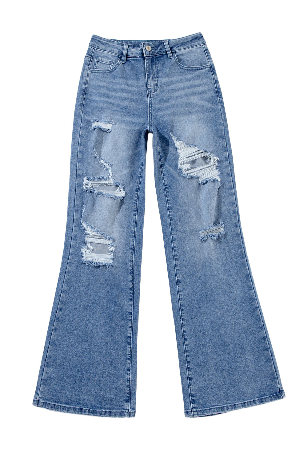 Ashleigh Blue Acid Wash Distressed Wide Leg High Waist Jeans-True and Wild