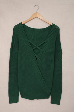 Crisscross Back Boat Neck Sweater-True and Wild