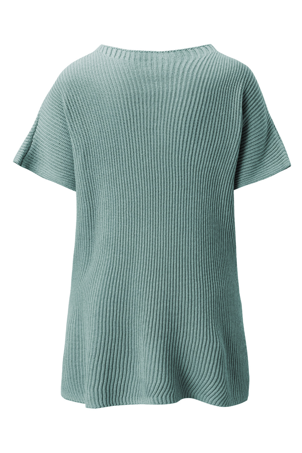 Haze Blue Side Slit Short Sleeve Oversized Sweater-True and Wild