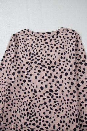 Smoke Gray Leopard Print Scoop Neck Slim Fit Bodysuit