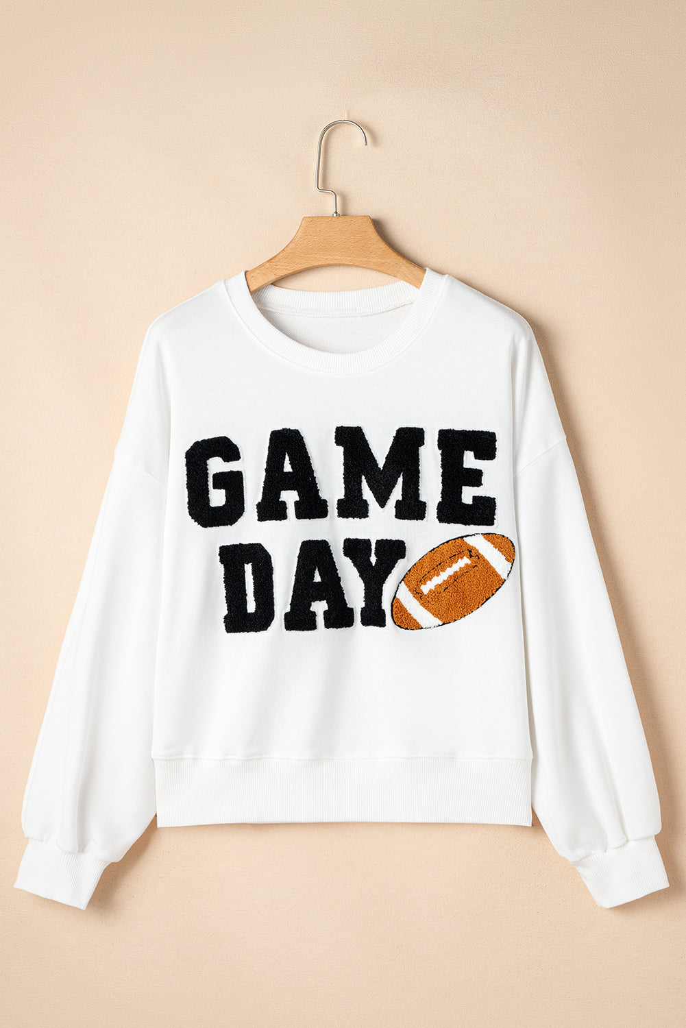 Black GAME DAY Graphic Varsity Pullover Sweatshirt-True and Wild