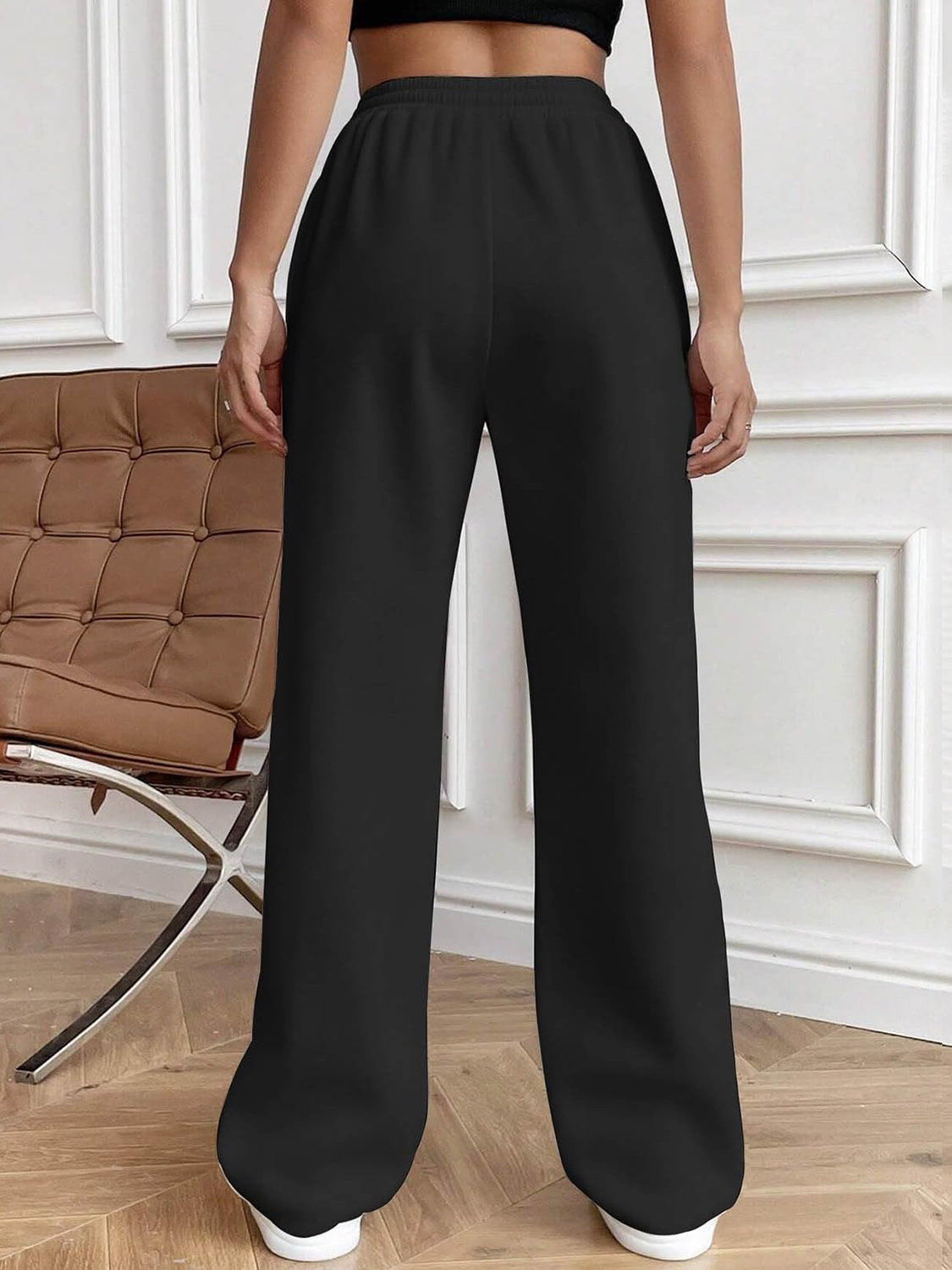 Drawstring Elastic Waist Pants with Pockets-True and Wild