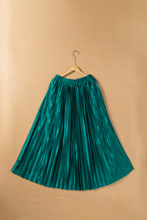 Elastic Waist Pleated Midi Skirt-True and Wild