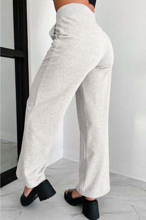 Light Grey Cross-Waist Wide Leg Lounge Pants-True and Wild