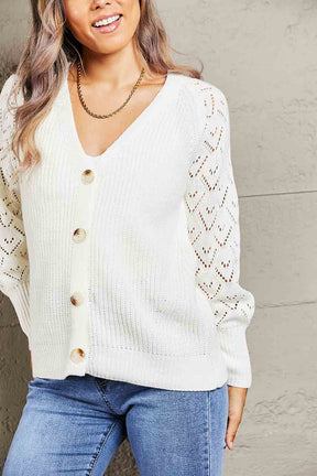 Rib-Knit Plunge Raglan Sleeve Cardigan