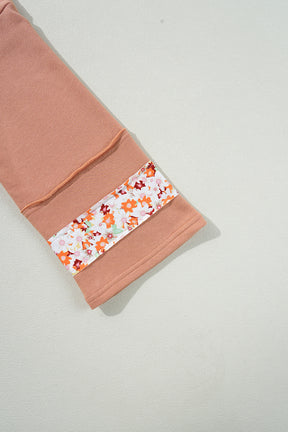 Grapefruit Orange Flower Exposed Seam Patchwork Loose Top-True and Wild