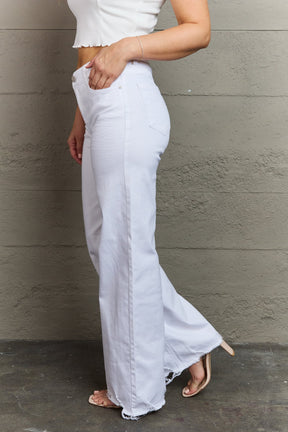 RISEN Raelene Full Size High Waist Wide Leg Jeans in White-True and Wild