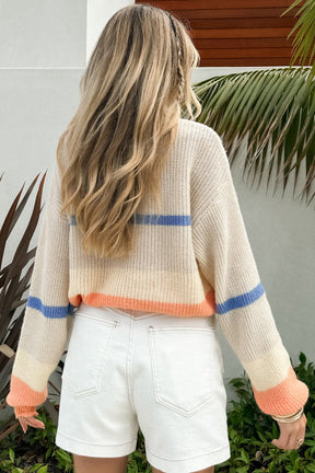 Contrast Round Neck Long Sleeve Sweater-True and Wild