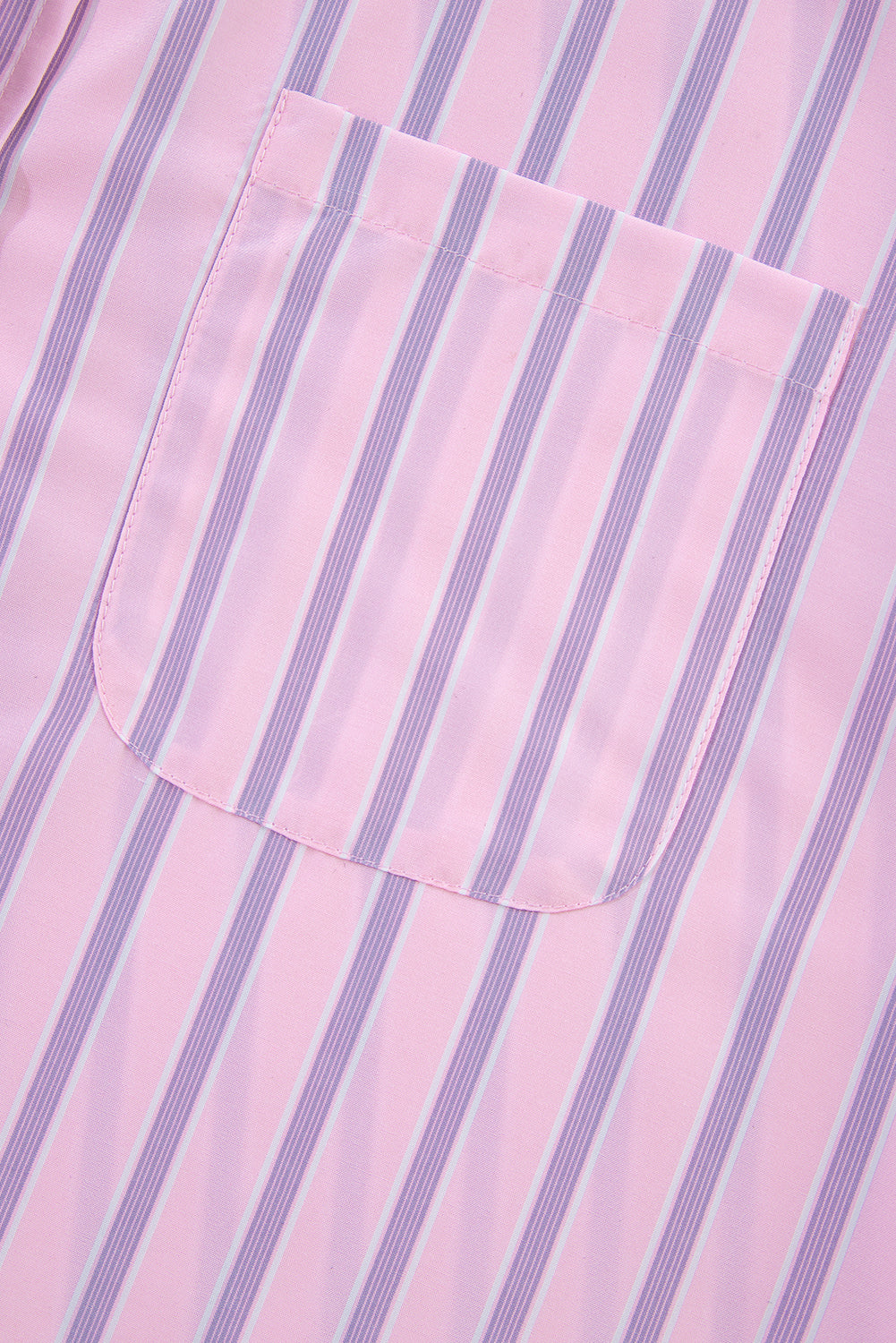 Pink Casual Stripe Chest Pocket Shirt-True and Wild