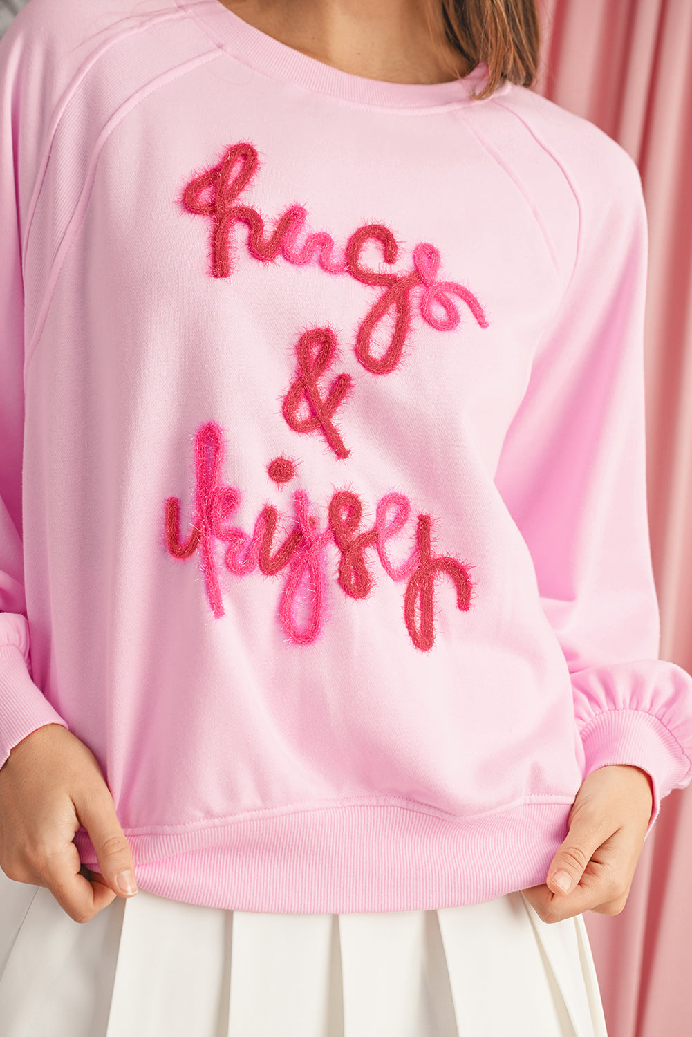 Pink Tinsel Hugs and Kisses Raglan Sleeve Sweatshirt-True and Wild