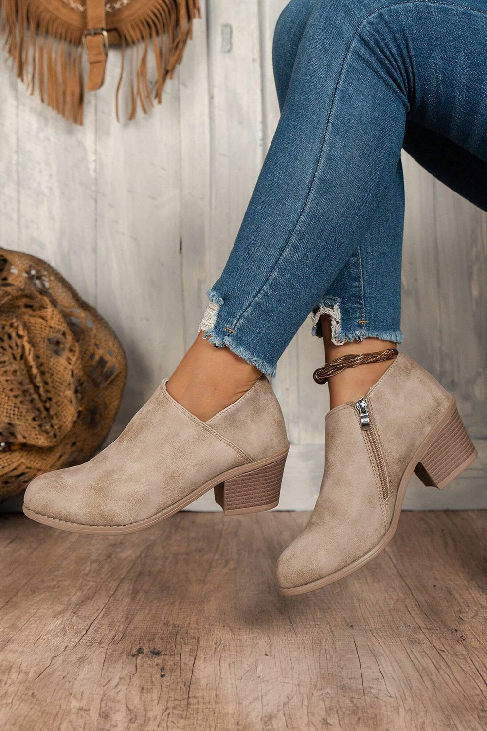 Coffee Suede Casual Ankle Boots-True and Wild