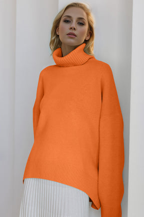 Basic Bae Turtleneck Dropped Shoulder Long Sleeve Sweater-True and Wild