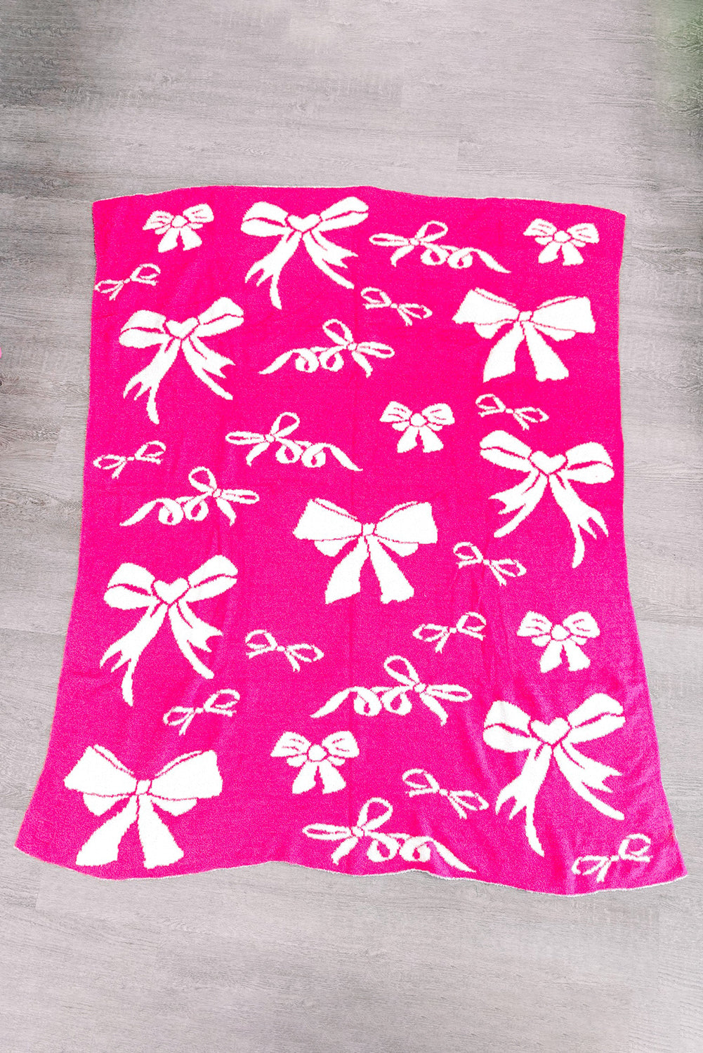 Pink 127*152cm Bow Printed Cozy Soft Throw Blanket-True and Wild