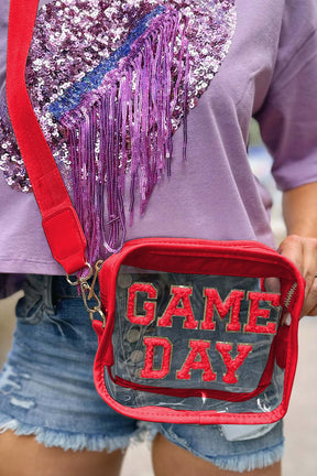 Black Chenille GAME DAY Pattern Clear Bag-True and Wild