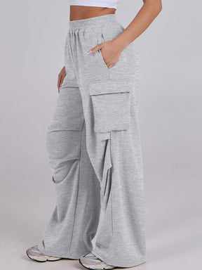 Elastic Waist Wide Leg Pants with Pockets-True and Wild