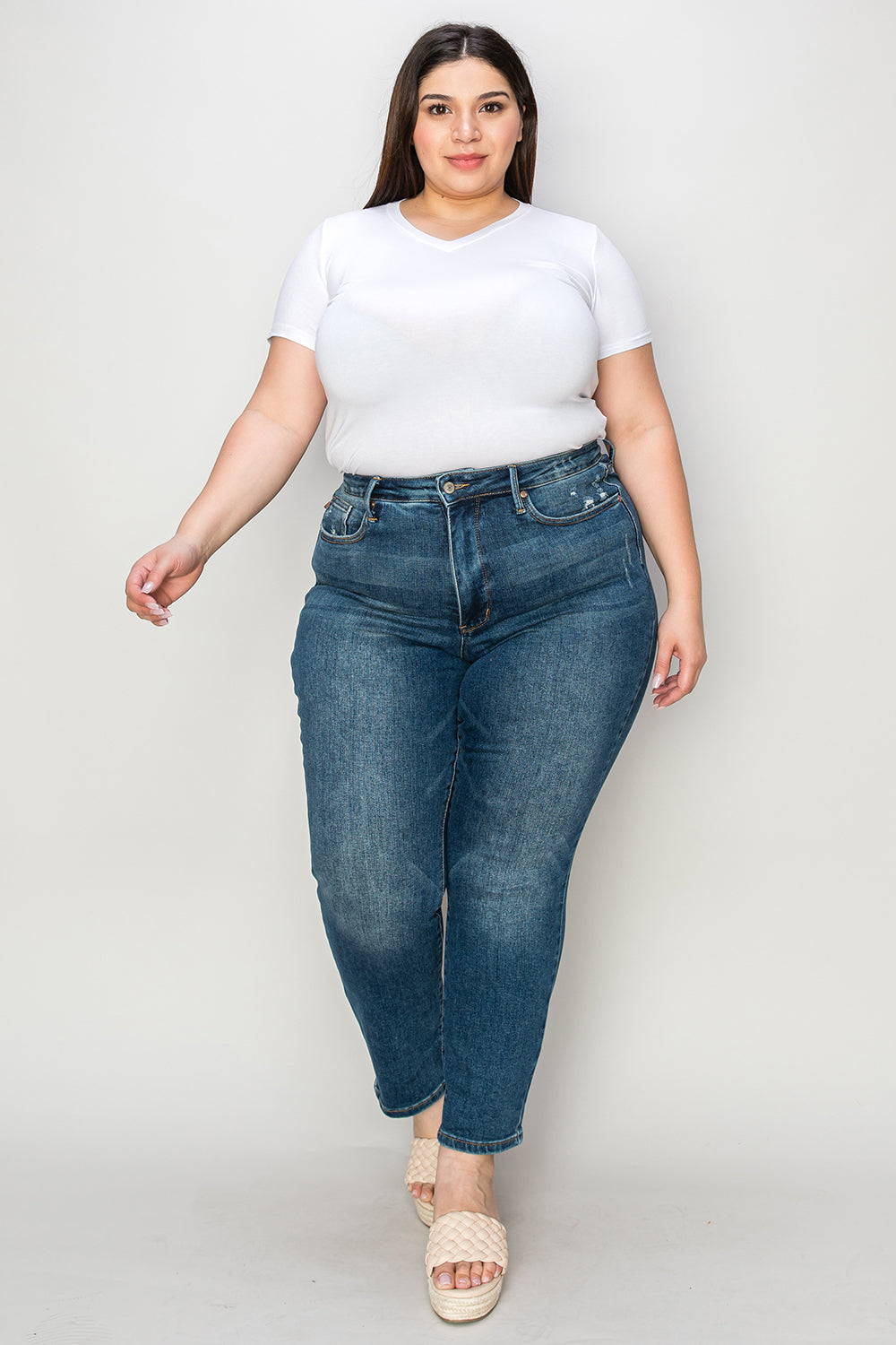 Judy Blue Full Size Tummy Control High Waist Slim Jeans-True and Wild