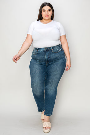 Judy Blue Full Size Tummy Control High Waist Slim Jeans-True and Wild