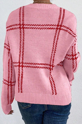 Contrast Round Neck Long Sleeve Sweater