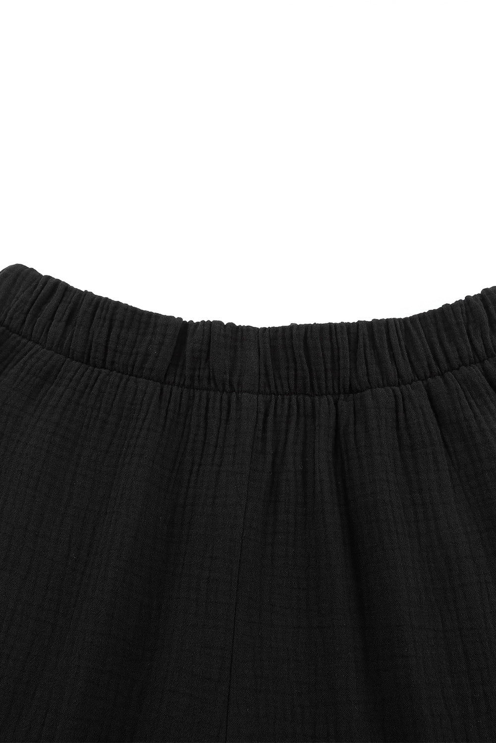 Black Plain Cotton Tiered Ruffle Flare High Waisted Pants-True and Wild