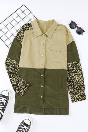 High-Low Leopard Snap Down Shacket-True and Wild