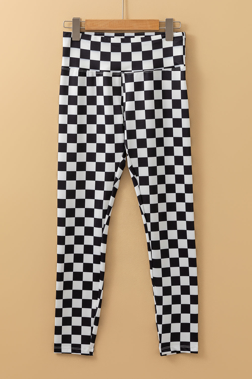 Black Checkered Pattern High Waist Skinny Leggings-True and Wild