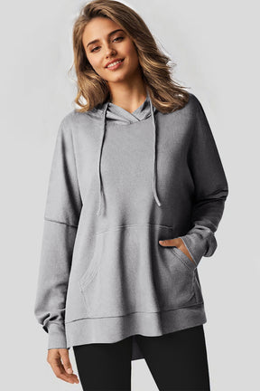 Coffee Waffle Knit High Low Oversized Hoodie-True and Wild